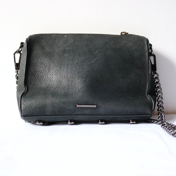 Rebecca Minkoff Black Suede Leather Avery Crossbody Chain Link Strap - Picture 1 of 10